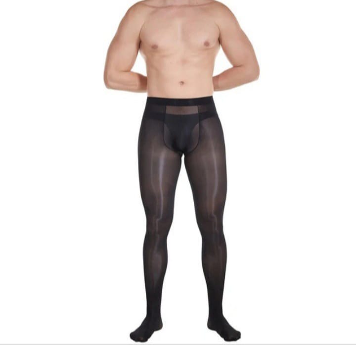 WILE-LOVE Feline Men's Sheer Glossy Sissy Tights Stockings